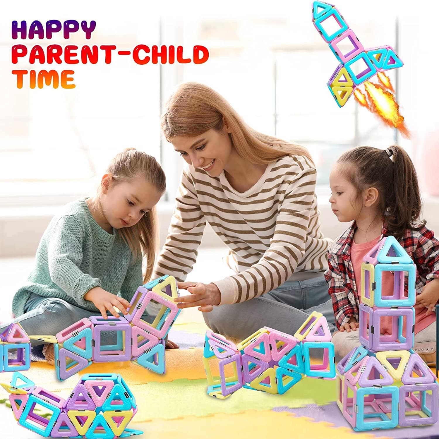 38PCS Magnetic Building Blocks Magnetic Tiles Educational Magnet Toys for Kids Learning Development Construction Set Christmas Birthday Gifts for Girls Boys Kids Toddler Age 3 4 5 6 Years Old