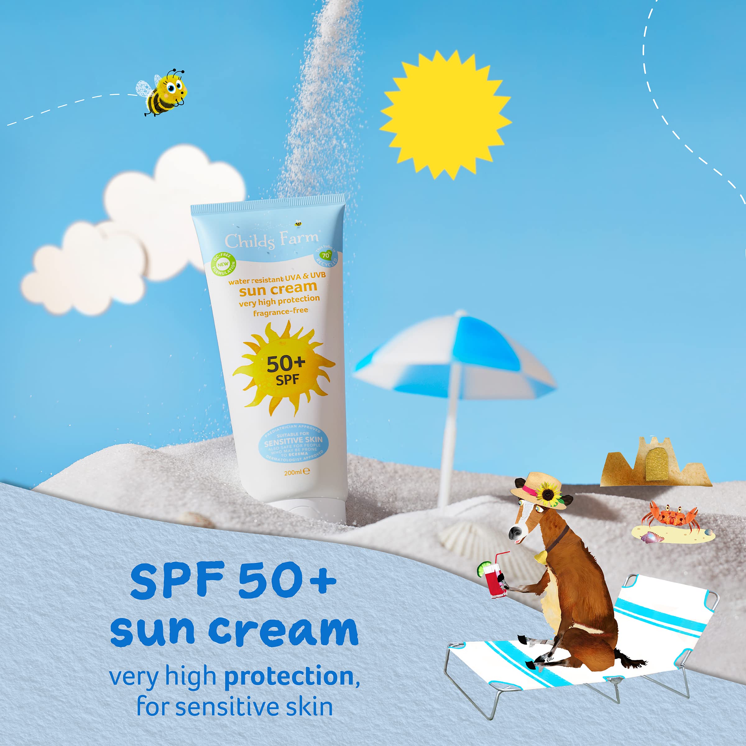 Childs Farm Kids And Baby Sun Lotion Roll-On SPF 50plus Water Resistant UVA And UVB Very High Protection Suitable Dry, Sensitive And Eczema-prone Skin 50ml, White, 1, 85.65 Grams