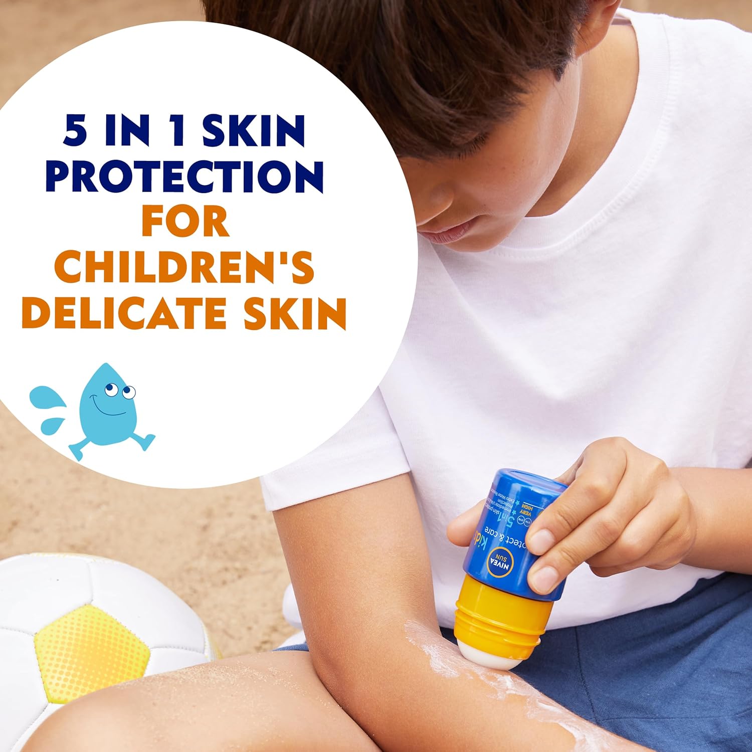 NIVEA Sun Kids Protect & Care SPF 50+ Roll On (50ml), Sunscreen with SPF 50, Roll-On Kids Sun Cream for Delicate Skin, Immediately Protects Against Sun Exposure