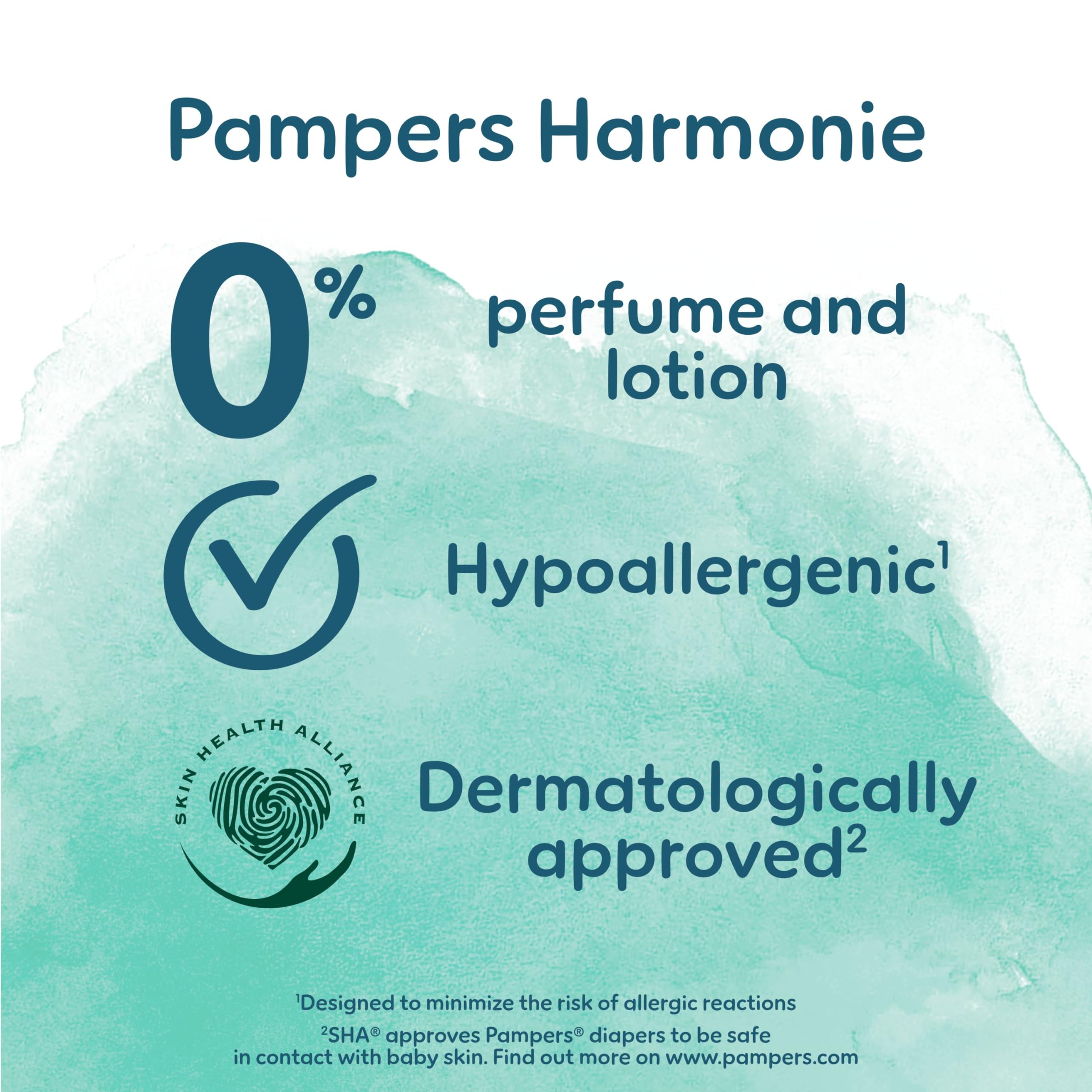 Pampers Harmonie Nappies Size 2, 204 Nappies, 4kg-8kg, Gentle Skin Protection Cushiony Soft