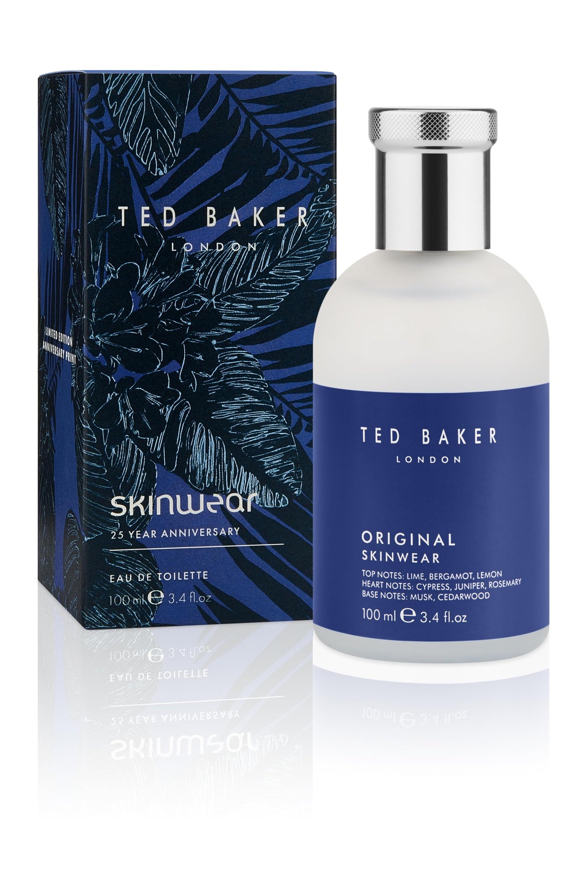 Ted Baker Skinwear EDT, Woody Masculine Fragrance, Zesty Lime, Bergamont & Lemon Top Notes with Sandalwood, Amber & Cedar Base Notes, 100ml