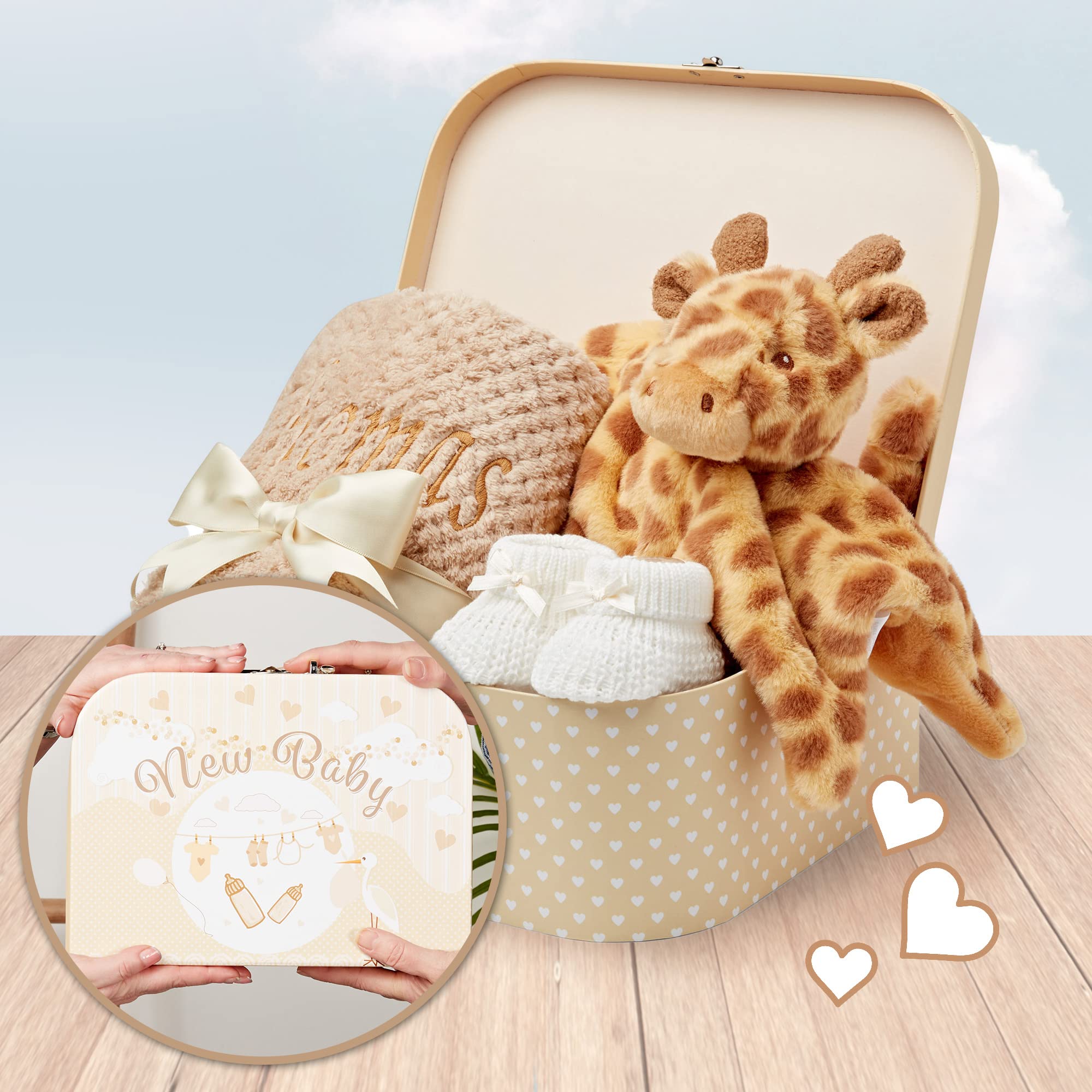 Baby Box Shop New Baby Gifts Set - 3 Baby Essentials and a Newborn Hamper Create a Premium Newborn Gift Set, New Baby Hamper Basket Girl, New Born Baby Gift - Baby Shower Hamper for Newborn - Zebra