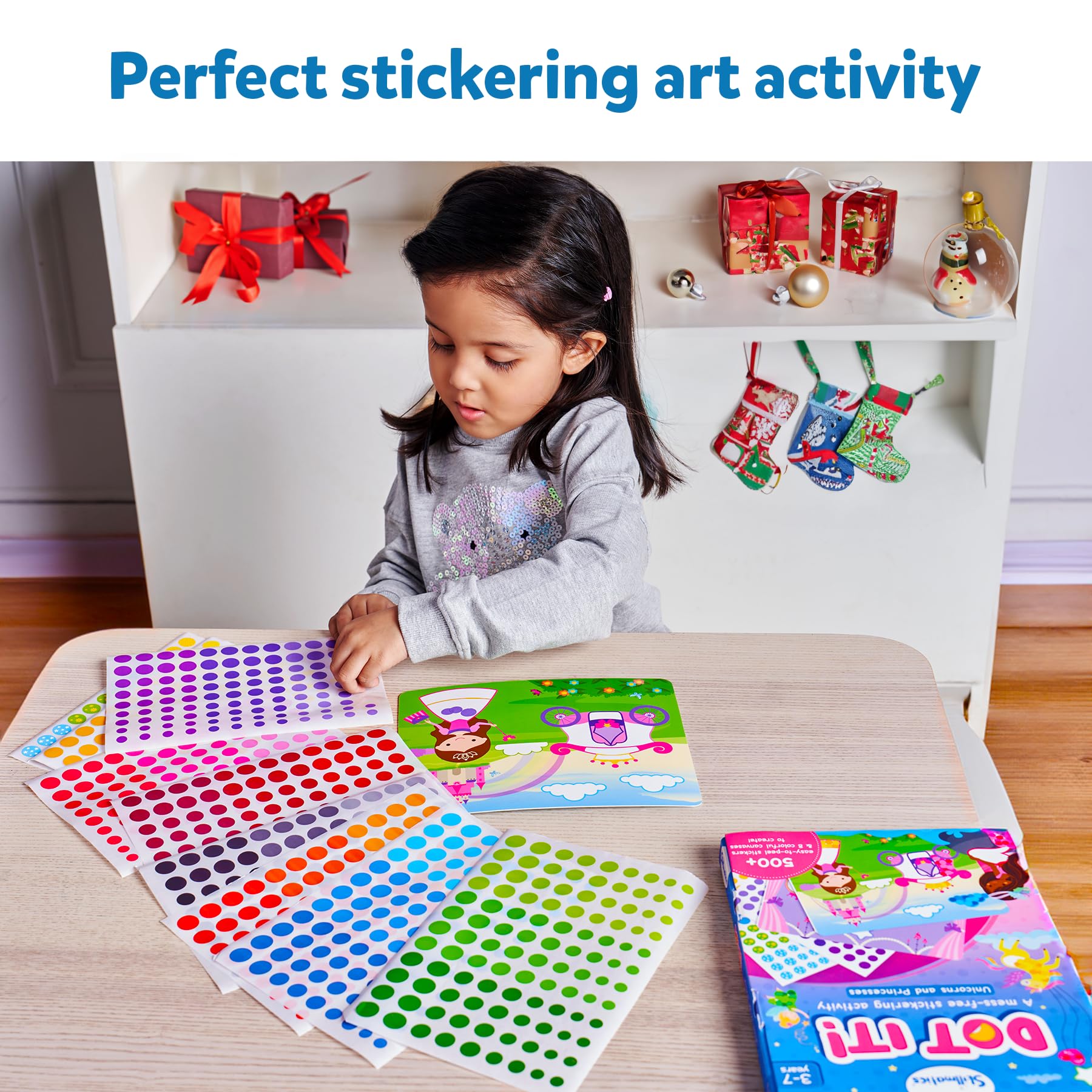 Skillmatics Art Activity - Dot It Unicorns & Princesses, Stocking Stuffers, No Mess Sticker Art for Kids, Craft Kits, DIY Activity, Christmas Gifts for Boys & Girls Ages 3, 4, 5, 6, 7