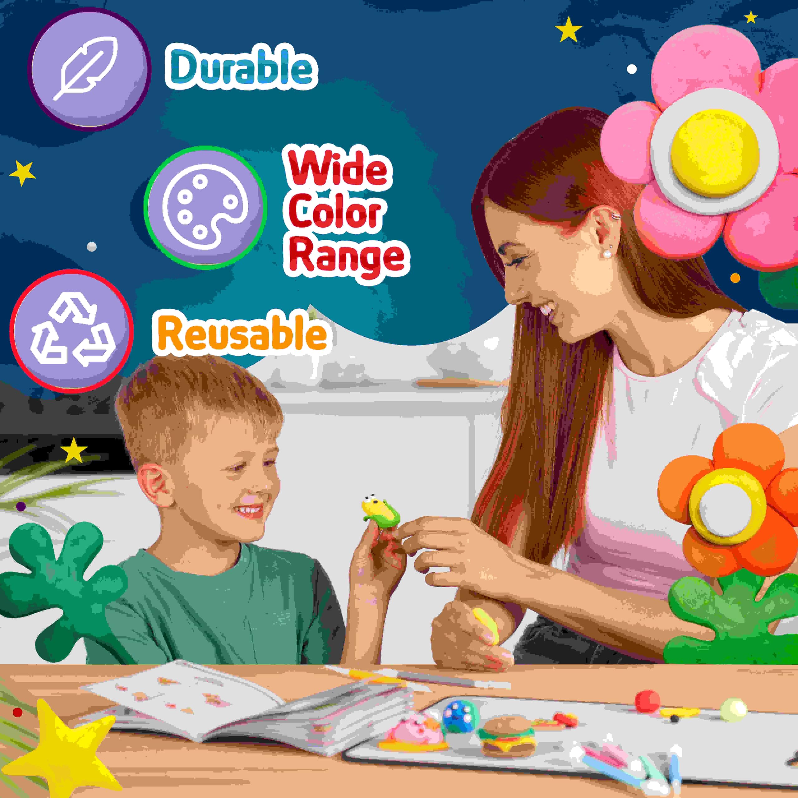 Air Dry Clay for Kids for Kids, 26 Colors Modelling Clay with 8 Tools, Project Booklet, 26 Poly Bags, Soft Ultra Light Magic Clay, Quick Drying Foam Clay for Children, Art & Craft Kits