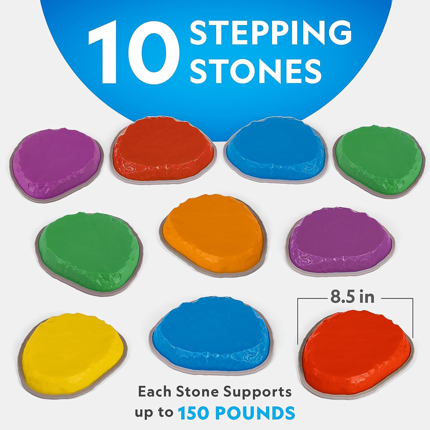 NATIONAL GEOGRAPHIC Stepping Stones for Kids – 10 Durable, Non-Slip Stones Encourage Toddler Balance & Motor Skills, Indoor & Outdoor Toys, Balance Stones, Obstacle Course (Amazon Exclusive)