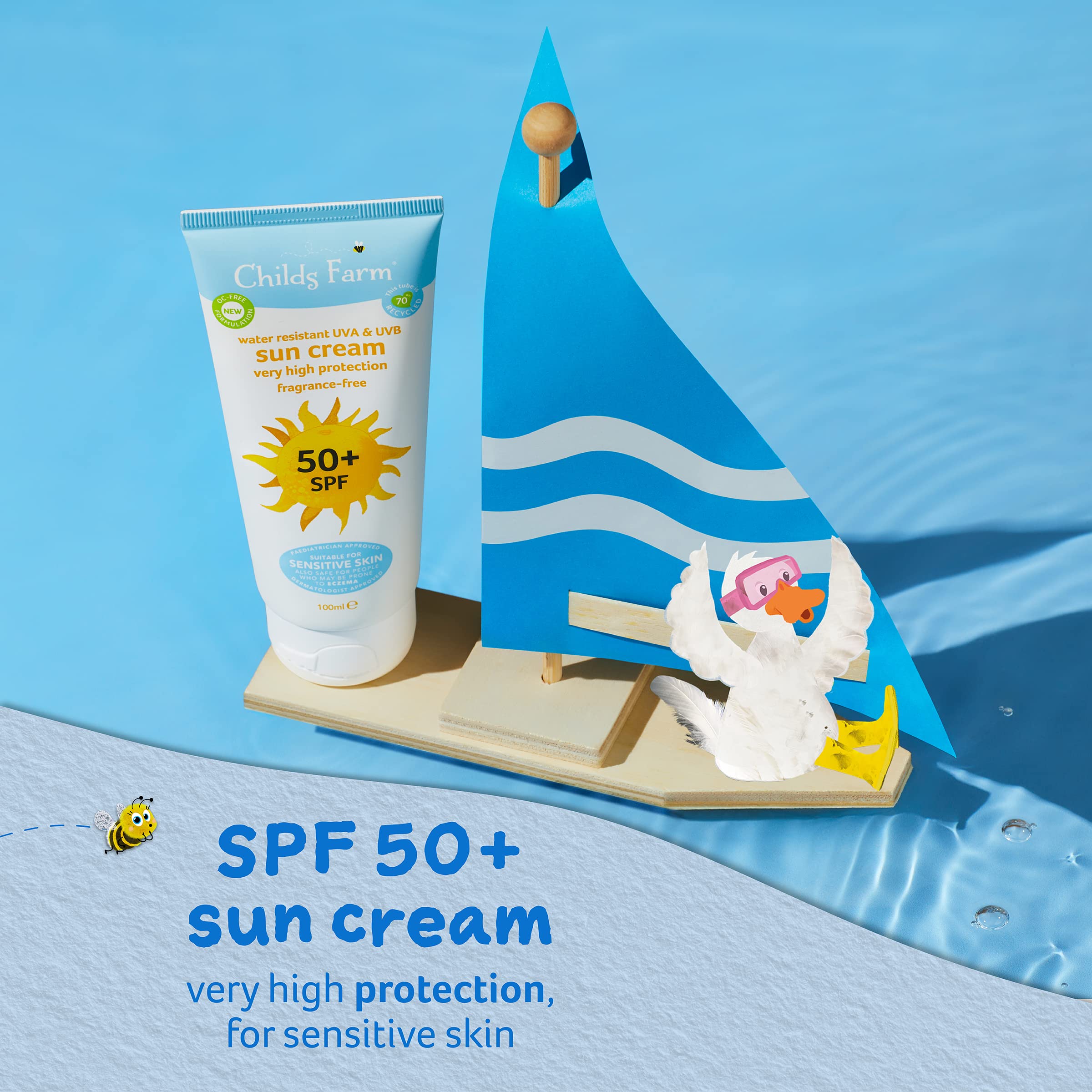 Childs Farm Kids And Baby Sun Lotion Roll-On SPF 50plus Water Resistant UVA And UVB Very High Protection Suitable Dry, Sensitive And Eczema-prone Skin 50ml, White, 1, 85.65 Grams