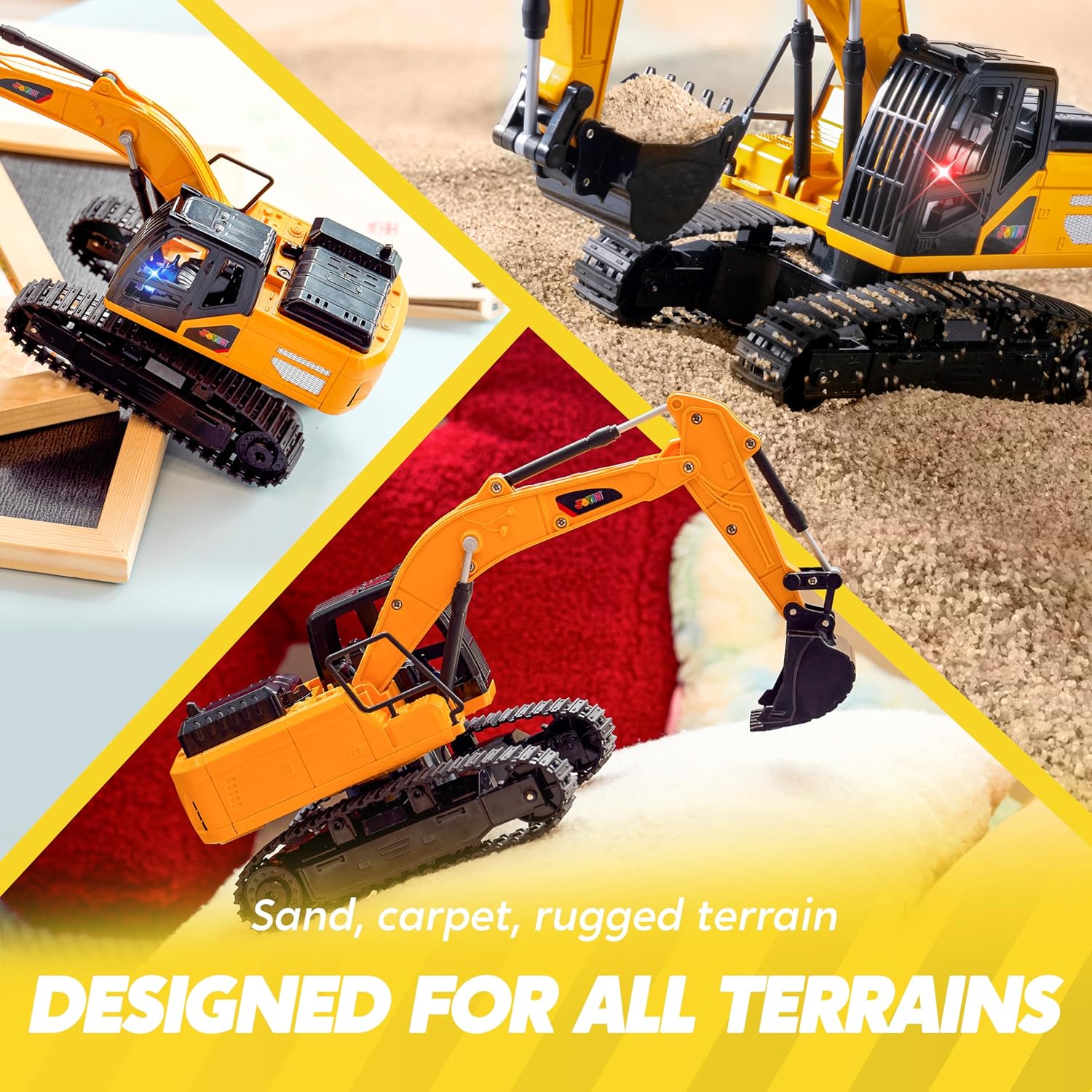 JOYIN Remote Control Excavator RC Digger Tractor Toys for Boys, 2.4Ghz RC Excavator Toy with Light, Construction Vehicles Toys Car for Boys 3 4 5 6 7 8-12 Year Old Kids, Birthday Gift Boy Age 3 4 5 6