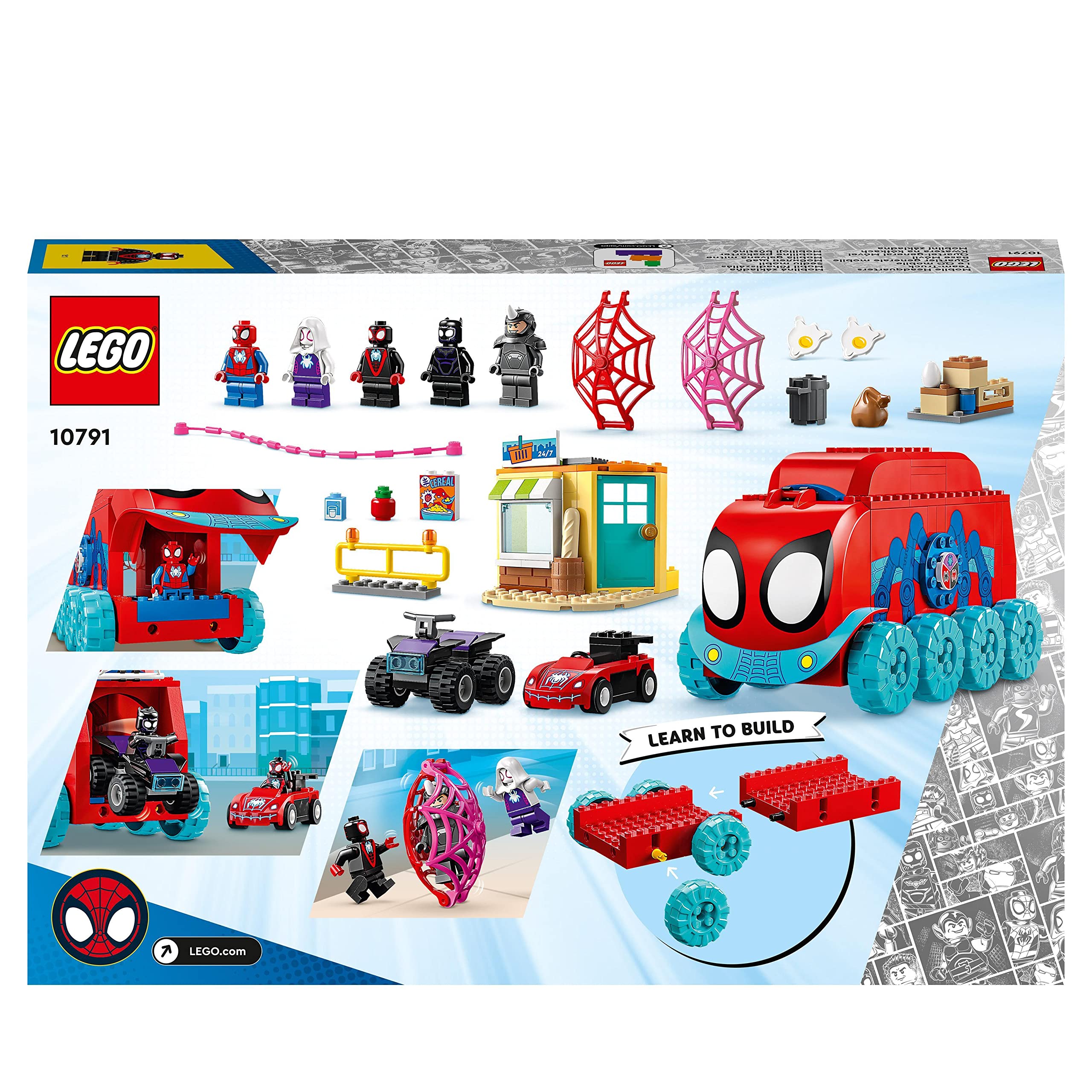 LEGO Marvel Team Spidey's Mobile Headquarters, Building Toy for 4 Plus Year Old Boys & Girls, with Miles Morales and Black Panther Minifigures, Spidey and His Amazing Friends Gift Idea 10791