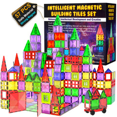 Desire Deluxe Magnetic Building Blocks Tiles STEM Toy Set 57PC – Kids Learning Educational Construction Toys for Boys Girls Present Age 3 4 5 6 7 Year Old - Gift