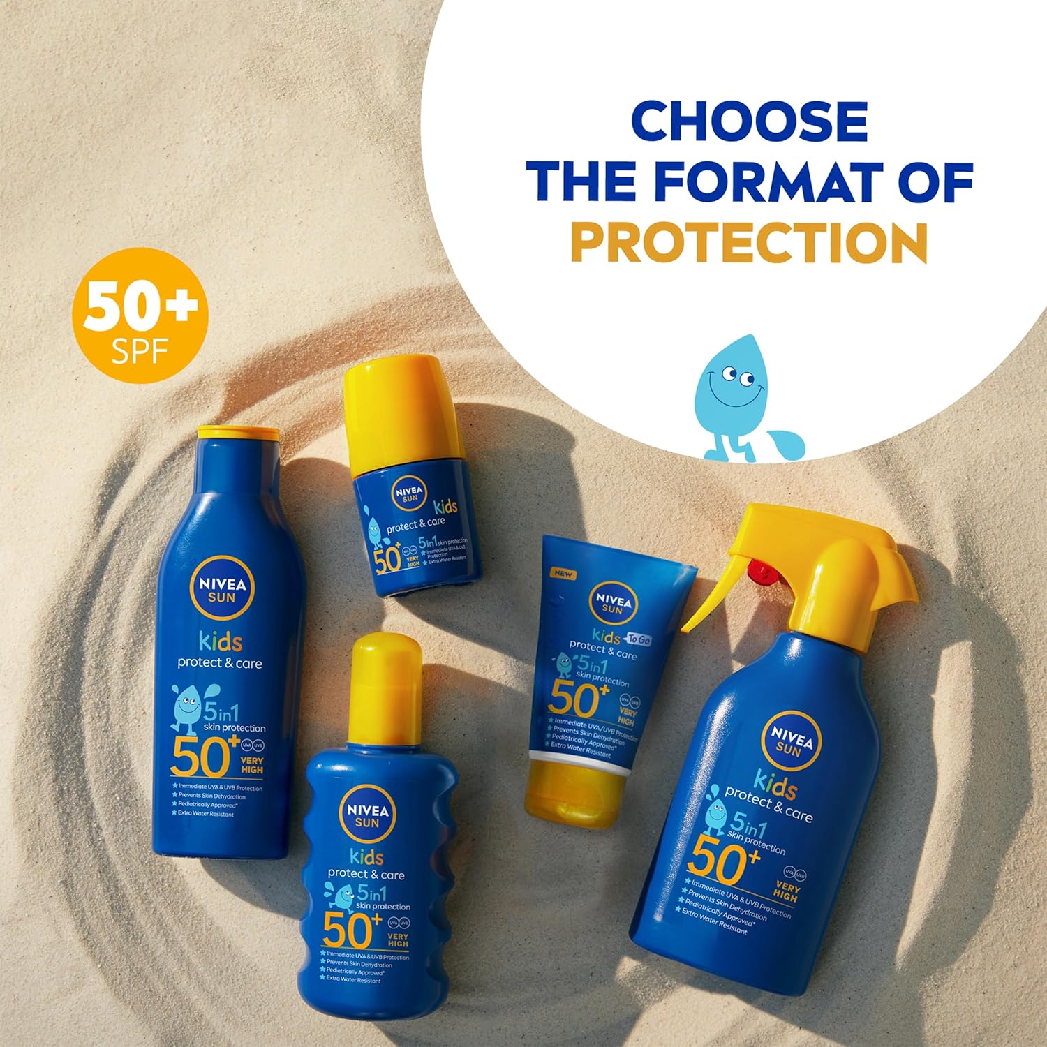 NIVEA Sun Kids Protect & Care SPF 50+ Roll On (50ml), Sunscreen with SPF 50, Roll-On Kids Sun Cream for Delicate Skin, Immediately Protects Against Sun Exposure