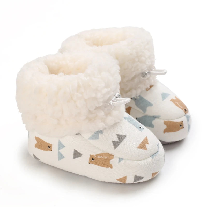 0-18M Lovely Warm Design Baby Girl Boy Toddler First Walkers Baby Shoes Soft Slippers Cute Shoes Winter Non-Slip Baby Warm Shoes