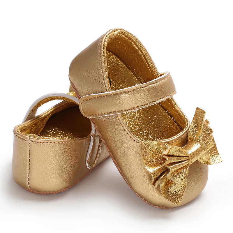 Cute Spring Newborn Golden Baby Shoes Non Slip Cloth Bottom Girl Shoes Elegant Breathable Casual Baby First Walking Shoes 0-18 M