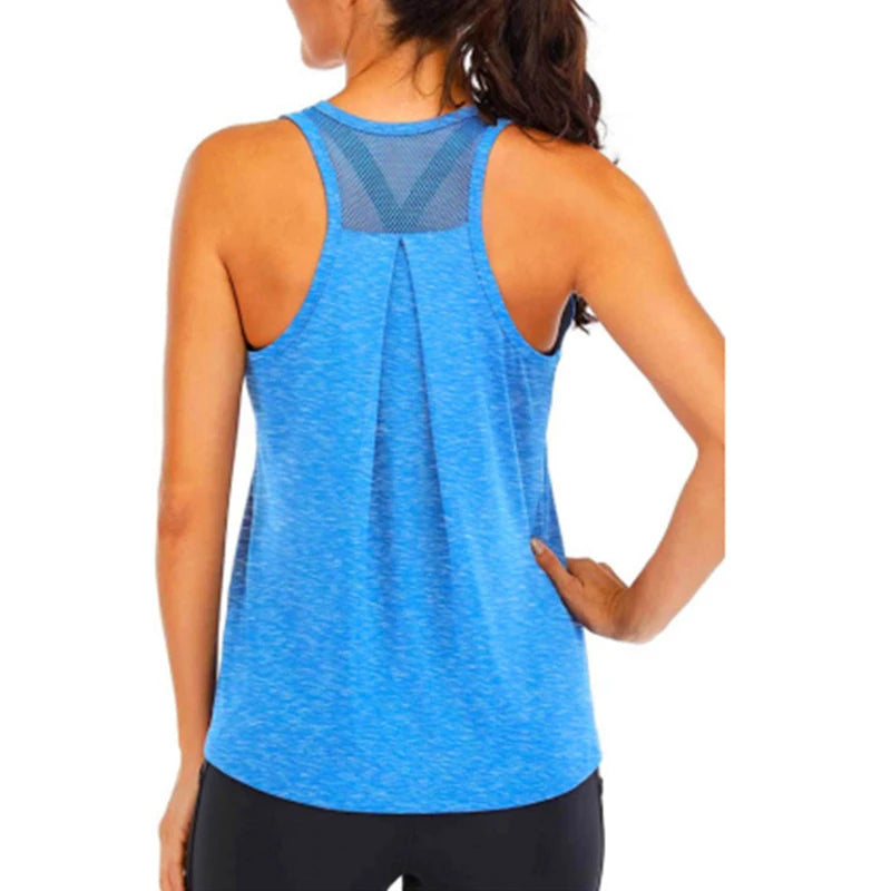 Yoga Shirt Female New Style T-Shirt Loose Fitness Tops Vest Women Sleeveless Sport Tee Quick-Drying Gym Running Workout Blouse - Idrilay 