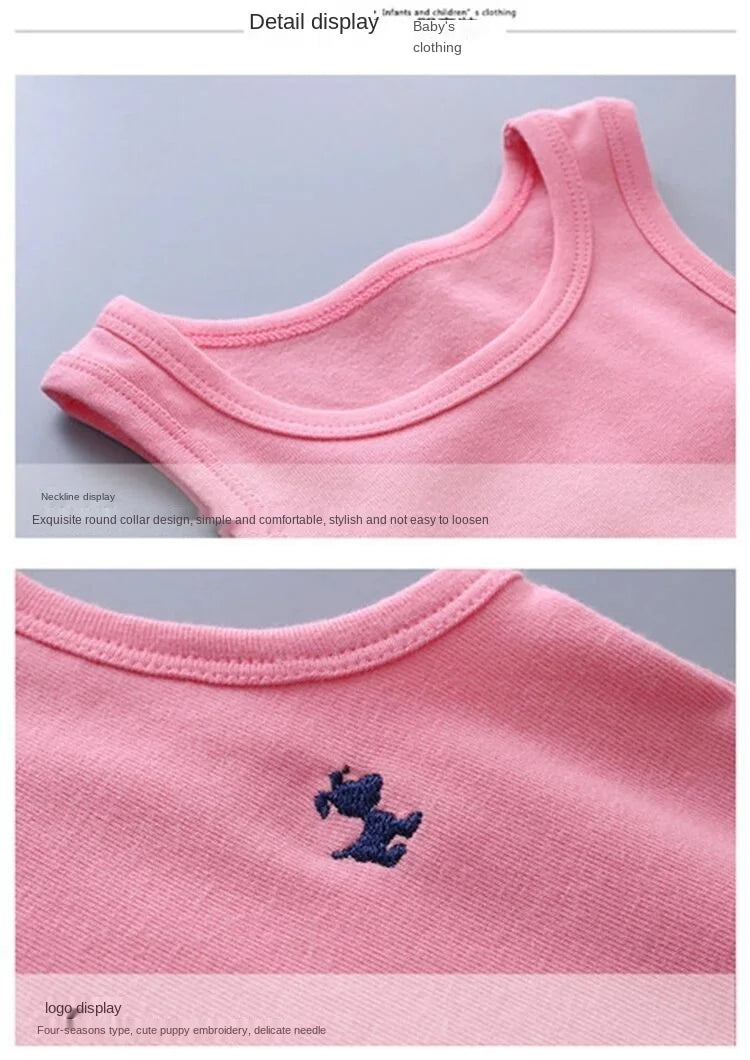 Fashion Children T-shirts for Girls Candy Color Baby Boys Graphic Tee Cotton Vest Tops Kids Summer Clothes Sleeveless T-Shirt - Idrilay 