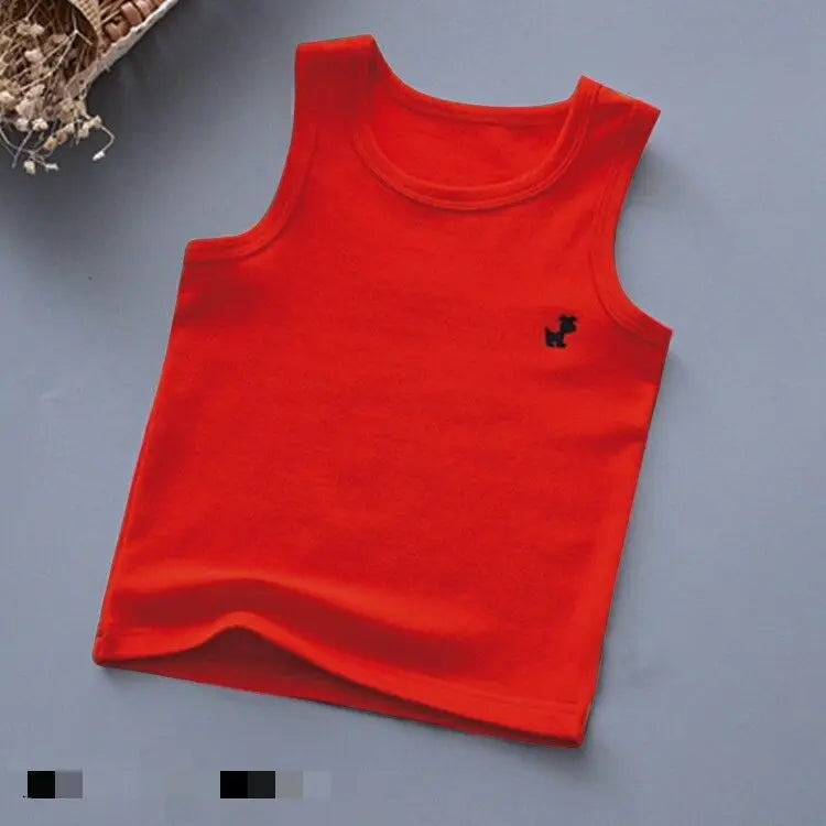 Fashion Children T-shirts for Girls Candy Color Baby Boys Graphic Tee Cotton Vest Tops Kids Summer Clothes Sleeveless T-Shirt - Idrilay 