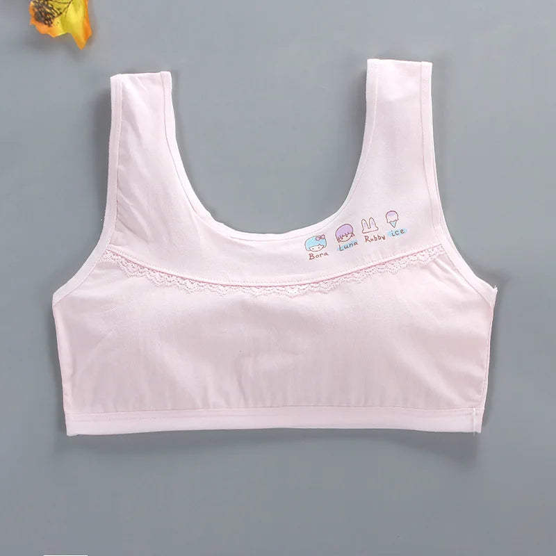 8-18years Teen Girls Training Bras Puberty Wireless Elastic Bra Cotton Sport Tank Tops Underwear KF026 Dropshipping