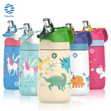FJbottle Kids Water Bottle,Vacuum Flacks,Thermos With Cute Dinosaur Pattern,Vacuum Bottle With Healthy Straw And BPA Free,350ML - Idrilay 