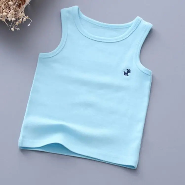 Fashion Children T-shirts for Girls Candy Color Baby Boys Graphic Tee Cotton Vest Tops Kids Summer Clothes Sleeveless T-Shirt - Idrilay 
