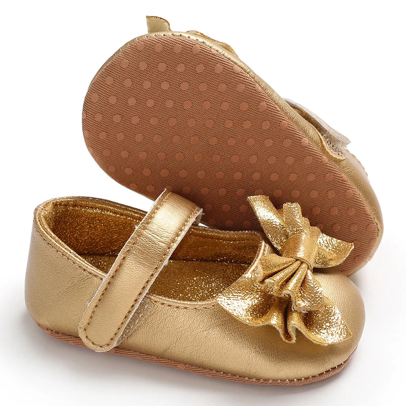 Cute Spring Newborn Golden Baby Shoes Non Slip Cloth Bottom Girl Shoes Elegant Breathable Casual Baby First Walking Shoes 0-18 M