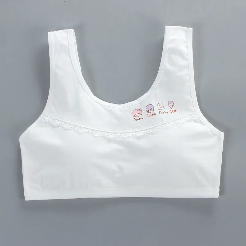 8-18years Teen Girls Training Bras Puberty Wireless Elastic Bra Cotton Sport Tank Tops Underwear KF026 Dropshipping