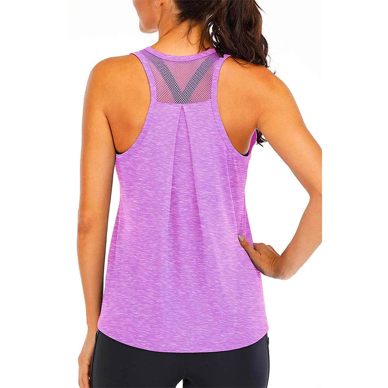 Yoga Shirt Female New Style T-Shirt Loose Fitness Tops Vest Women Sleeveless Sport Tee Quick-Drying Gym Running Workout Blouse - Idrilay 