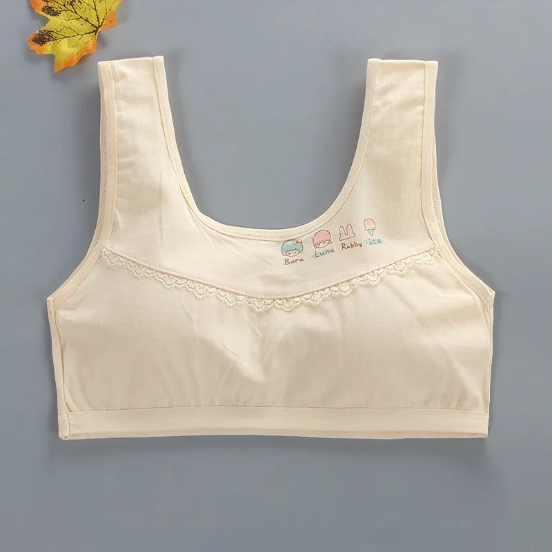 8-18years Teen Girls Training Bras Puberty Wireless Elastic Bra Cotton Sport Tank Tops Underwear KF026 Dropshipping