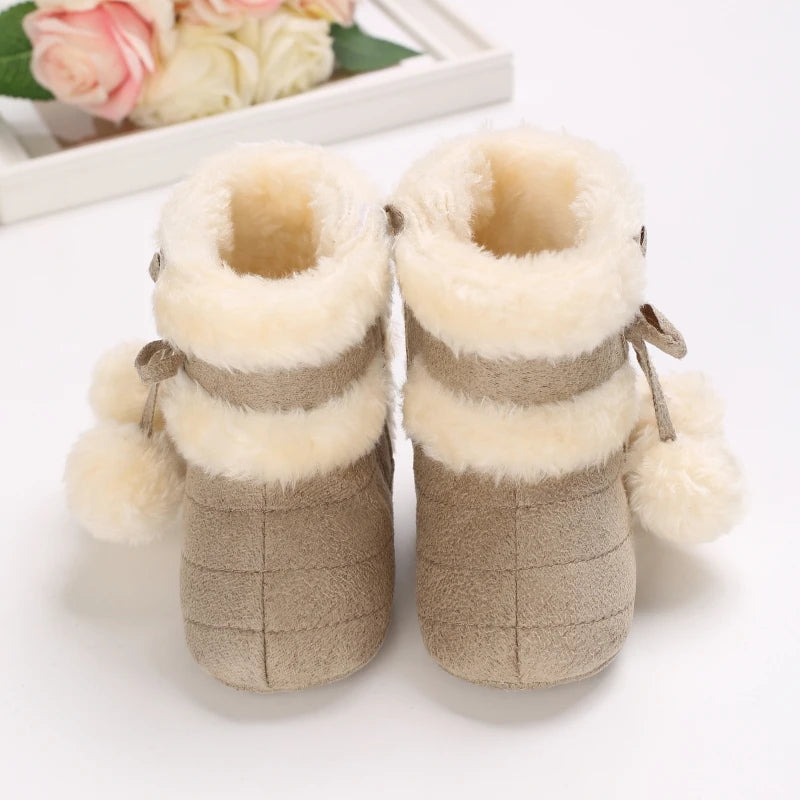 0-18M Lovely Warm Design Baby Girl Boy Toddler First Walkers Baby Shoes Soft Slippers Cute Shoes Winter Non-Slip Baby Warm Shoes