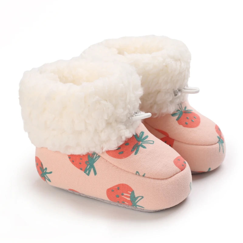 0-18M Lovely Warm Design Baby Girl Boy Toddler First Walkers Baby Shoes Soft Slippers Cute Shoes Winter Non-Slip Baby Warm Shoes