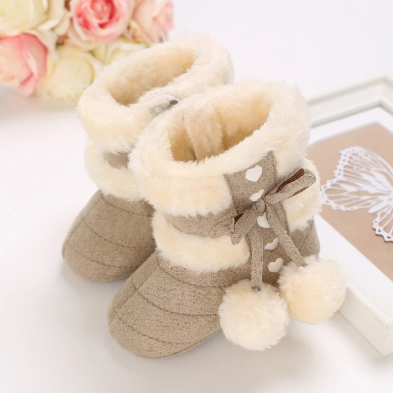 0-18M Lovely Warm Design Baby Girl Boy Toddler First Walkers Baby Shoes Soft Slippers Cute Shoes Winter Non-Slip Baby Warm Shoes