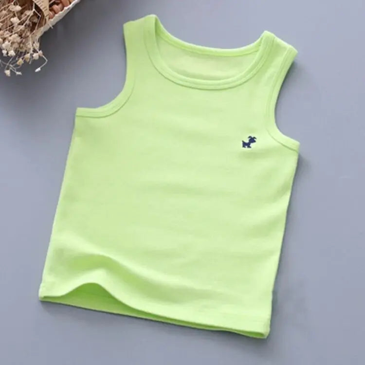 Fashion Children T-shirts for Girls Candy Color Baby Boys Graphic Tee Cotton Vest Tops Kids Summer Clothes Sleeveless T-Shirt - Idrilay 