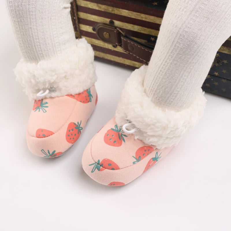 0-18M Lovely Warm Design Baby Girl Boy Toddler First Walkers Baby Shoes Soft Slippers Cute Shoes Winter Non-Slip Baby Warm Shoes