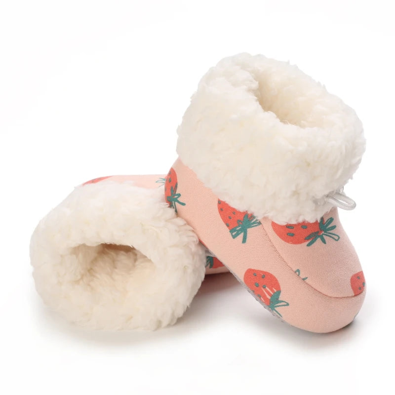 0-18M Lovely Warm Design Baby Girl Boy Toddler First Walkers Baby Shoes Soft Slippers Cute Shoes Winter Non-Slip Baby Warm Shoes