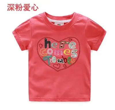 2026 Summer New Arrival 2 3 4 5 6 8 10 Years Kids Children Flower Print Baby Top Basic Cartoon Cotton Girls Short-Sleeve T-Shirt