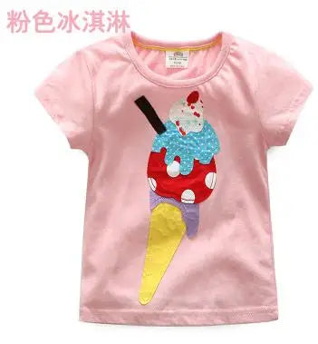 2026 Summer New Arrival 2 3 4 5 6 8 10 Years Kids Children Flower Print Baby Top Basic Cartoon Cotton Girls Short-Sleeve T-Shirt