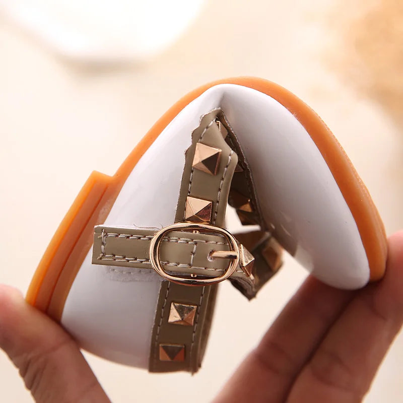 2024 New Girls Sandals Rivets Single Shoes Kids Leather Shoes children nude sandal toddler Girls Princess Flat Dance Shoes - Idrilay 