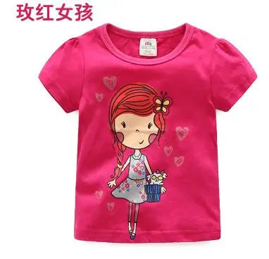 2026 Summer New Arrival 2 3 4 5 6 8 10 Years Kids Children Flower Print Baby Top Basic Cartoon Cotton Girls Short-Sleeve T-Shirt