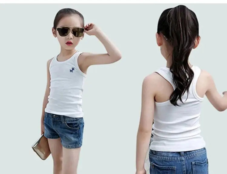 Fashion Children T-shirts for Girls Candy Color Baby Boys Graphic Tee Cotton Vest Tops Kids Summer Clothes Sleeveless T-Shirt - Idrilay 