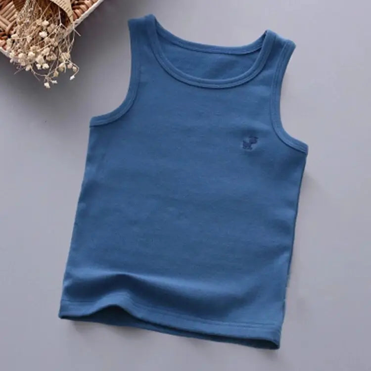 Fashion Children T-shirts for Girls Candy Color Baby Boys Graphic Tee Cotton Vest Tops Kids Summer Clothes Sleeveless T-Shirt - Idrilay 