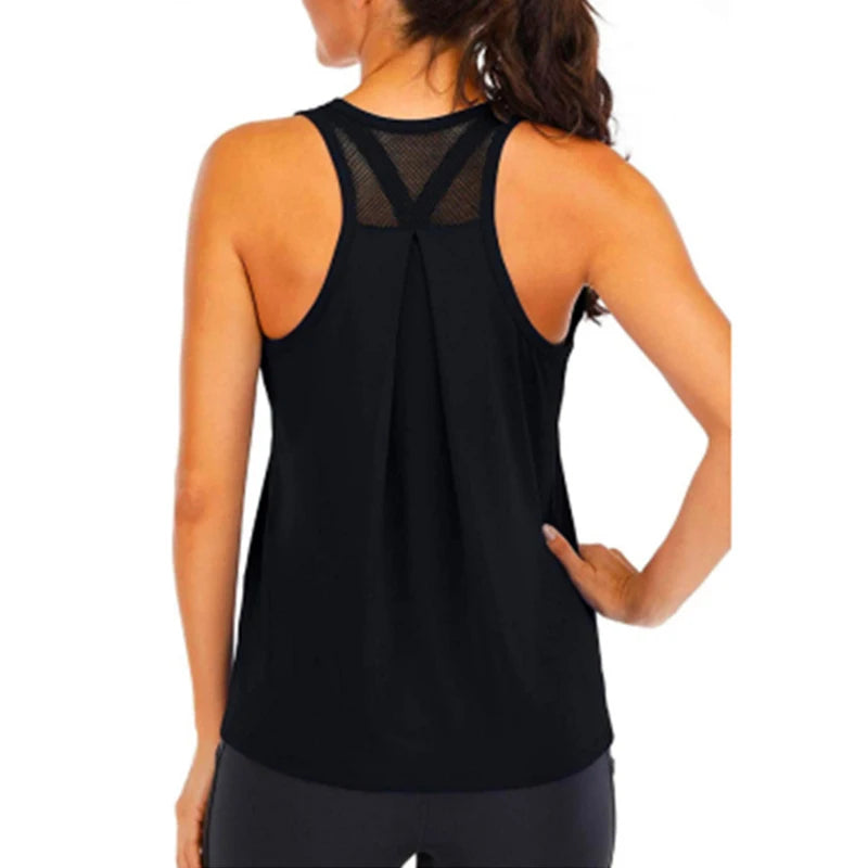 Yoga Shirt Female New Style T-Shirt Loose Fitness Tops Vest Women Sleeveless Sport Tee Quick-Drying Gym Running Workout Blouse - Idrilay 
