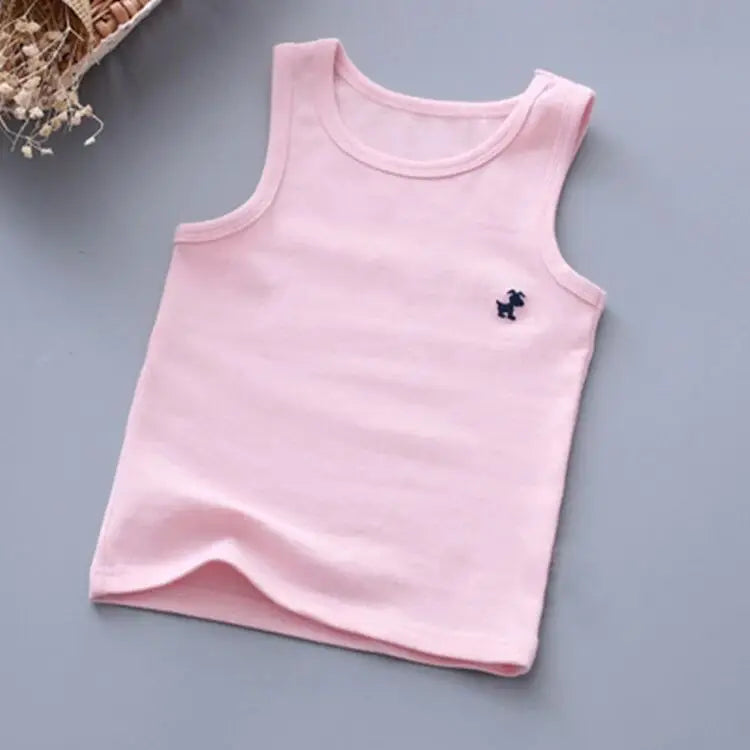 Fashion Children T-shirts for Girls Candy Color Baby Boys Graphic Tee Cotton Vest Tops Kids Summer Clothes Sleeveless T-Shirt - Idrilay 
