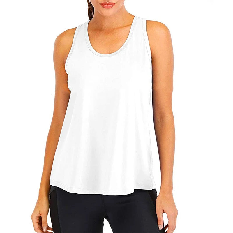 Yoga Shirt Female New Style T-Shirt Loose Fitness Tops Vest Women Sleeveless Sport Tee Quick-Drying Gym Running Workout Blouse - Idrilay 