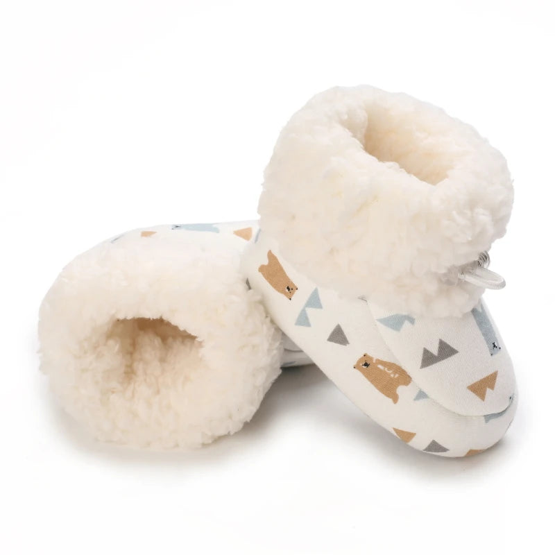 0-18M Lovely Warm Design Baby Girl Boy Toddler First Walkers Baby Shoes Soft Slippers Cute Shoes Winter Non-Slip Baby Warm Shoes