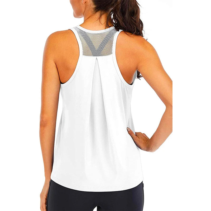Yoga Shirt Female New Style T-Shirt Loose Fitness Tops Vest Women Sleeveless Sport Tee Quick-Drying Gym Running Workout Blouse - Idrilay 