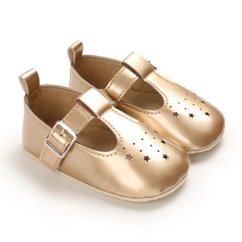 Cute Spring Newborn Golden Baby Shoes Non Slip Cloth Bottom Girl Shoes Elegant Breathable Casual Baby First Walking Shoes 0-18 M