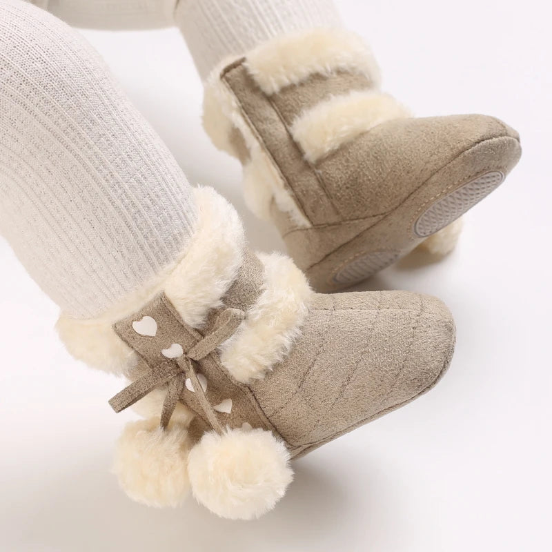 0-18M Lovely Warm Design Baby Girl Boy Toddler First Walkers Baby Shoes Soft Slippers Cute Shoes Winter Non-Slip Baby Warm Shoes