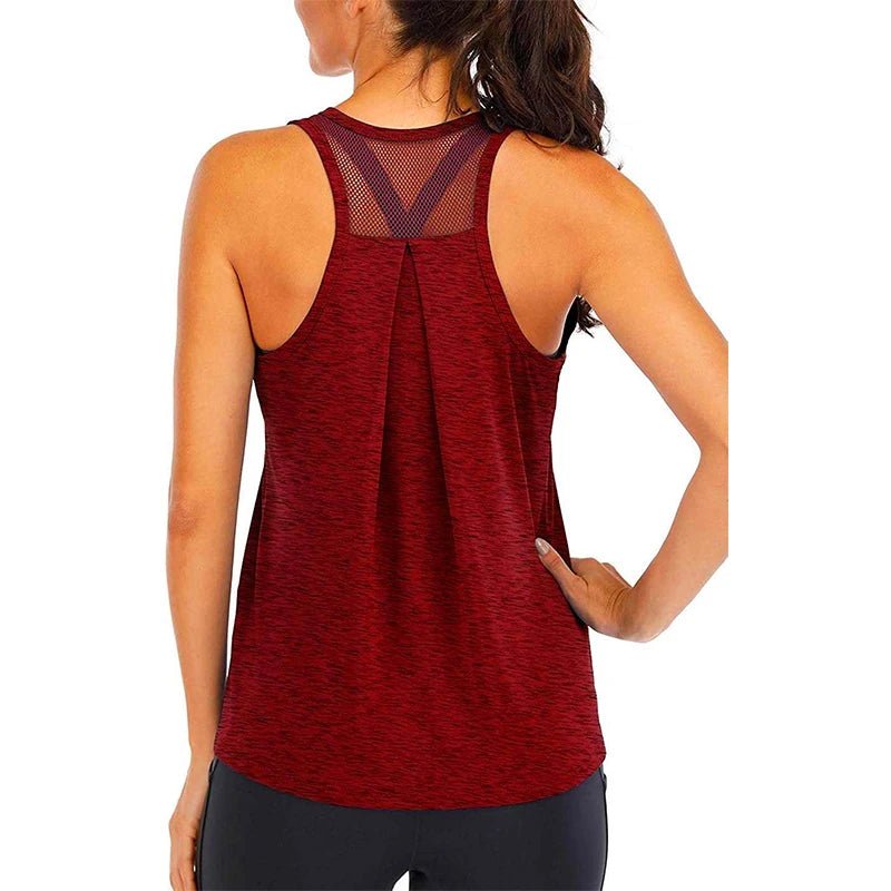Yoga Shirt Female New Style T-Shirt Loose Fitness Tops Vest Women Sleeveless Sport Tee Quick-Drying Gym Running Workout Blouse - Idrilay 