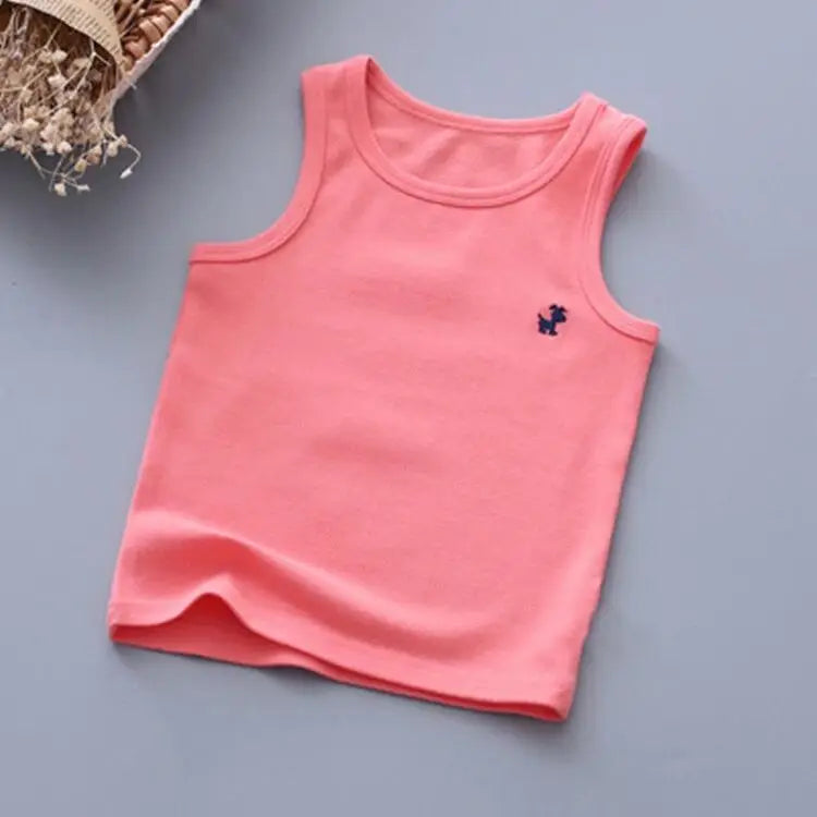 Fashion Children T-shirts for Girls Candy Color Baby Boys Graphic Tee Cotton Vest Tops Kids Summer Clothes Sleeveless T-Shirt - Idrilay 