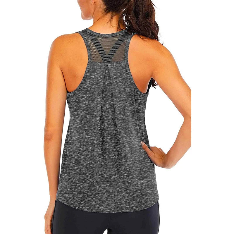 Yoga Shirt Female New Style T-Shirt Loose Fitness Tops Vest Women Sleeveless Sport Tee Quick-Drying Gym Running Workout Blouse - Idrilay 
