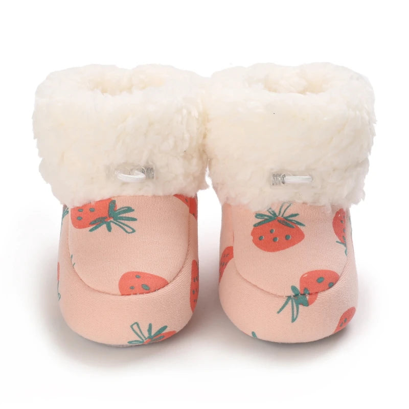 0-18M Lovely Warm Design Baby Girl Boy Toddler First Walkers Baby Shoes Soft Slippers Cute Shoes Winter Non-Slip Baby Warm Shoes