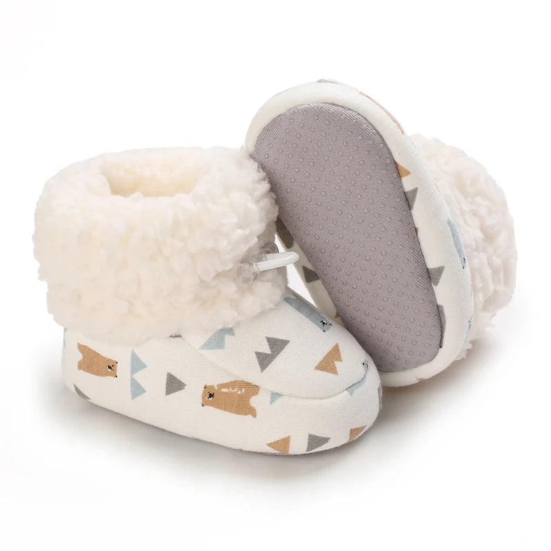 0-18M Lovely Warm Design Baby Girl Boy Toddler First Walkers Baby Shoes Soft Slippers Cute Shoes Winter Non-Slip Baby Warm Shoes